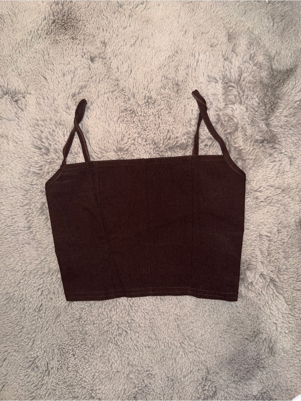 PrettyLittleThing Chocolate Brown Cropped Cami Corset Top